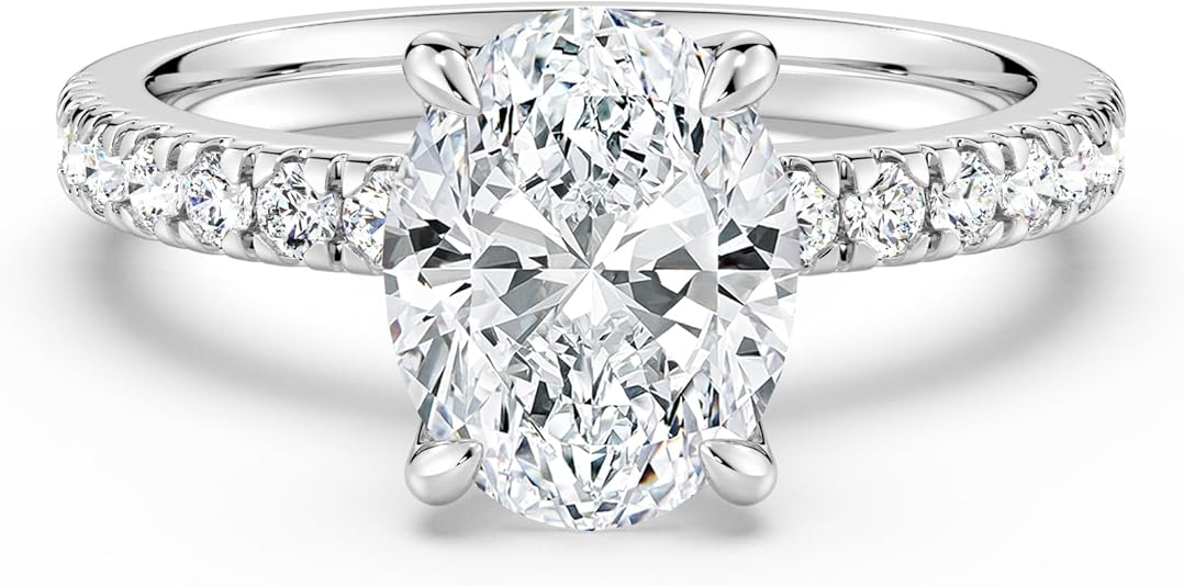 MOOSEA 1.5ct Oval Moissanite Ring with Marquise Accents